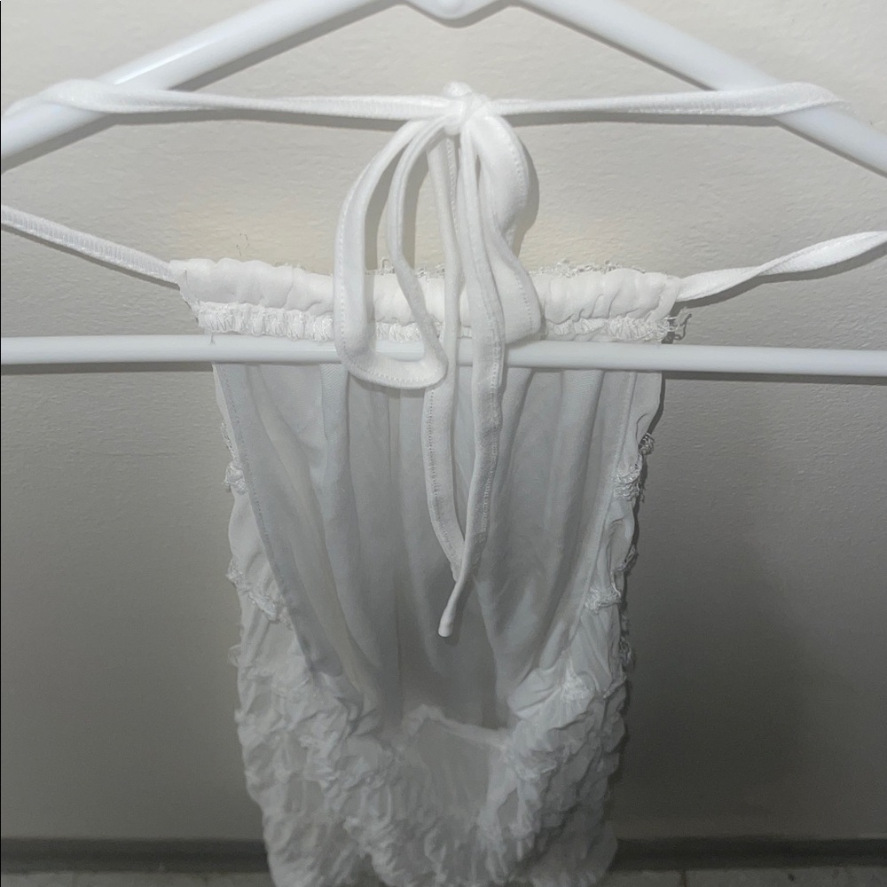 White Ruffled Halter Top - Picture 3 of 4